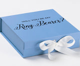 Will You Be My Ring Bearer? Proposal Box Light Blue w/ white Bow- No Border