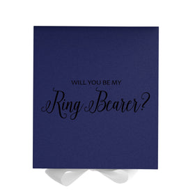 Will You Be My Ring Bearer? Proposal Box Navy w/ White Bow - No Border