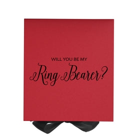 Will You Be My Ring Bearer? Proposal Box Red w/ Black Ribbon - No Border