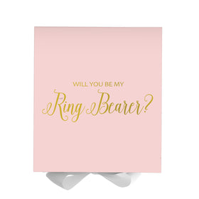 Will You Be My Ring Bearer? Proposal Box Pink w/ White Bow - No Border