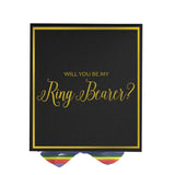 Will You Be My Ring Bearer? Proposal Box black -  Border - Rainbow Ribbon