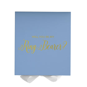 Will You Be My Ring Bearer? Proposal Box Light Blue w/ white Bow- No Border