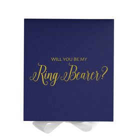 Will You Be My Ring Bearer? Proposal Box Navy w/ White Bow - No Border