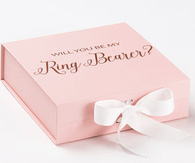 Will You Be My Ring Bearer? Proposal Box Pink w/ White Bow - No Border