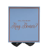 Will You Be My Ring Bearer? Proposal Box Light Blue w/ Black Bow-  Border