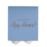 Will You Be My Ring Bearer? Proposal Box Light Blue w/ white Bow- No Border