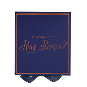 Will You Be My Ring Bearer? Proposal Box Navy -  Border