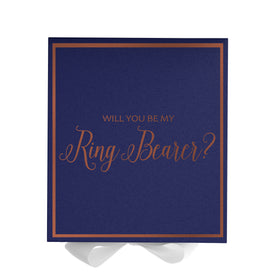 Will You Be My Ring Bearer? Proposal Box Navy w/ White Bow -  Border