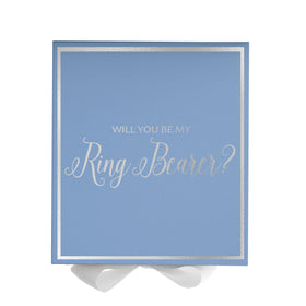 Will You Be My Ring Bearer? Proposal Box Light Blue w/ white Bow-  Border