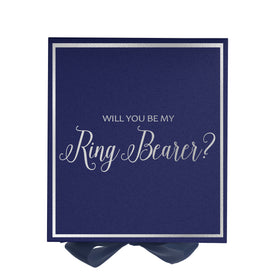 Will You Be My Ring Bearer? Proposal Box Navy -  Border