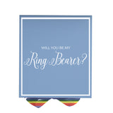 Will You Be My Ring Bearer? Proposal Box light blue -  Border - Rainbow Ribbon