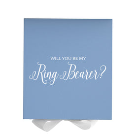 Will You Be My Ring Bearer? Proposal Box Light Blue w/ white Bow- No Border