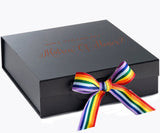 Will You Be My Matron of Honor? Proposal Box black - No Border - Rainbow Ribbon