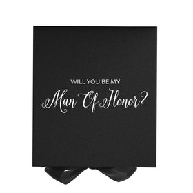 Will You Be My Man of Honor? Proposal Box black - No Border