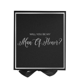 Will You Be My Man of Honor? Proposal Box black -  Border