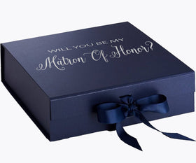 Will You Be My Matron of Honor? Proposal Box Navy - No Border