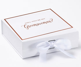 Will You Be My groomswoman? Proposal Box White -  Border