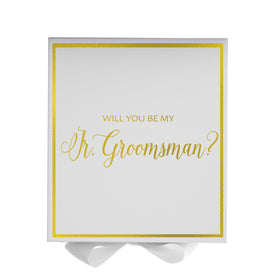 Will You Be My jr groomsman? Proposal Box White -  Border