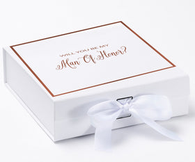 Will You Be My Man of Honor? Proposal Box White -  Border