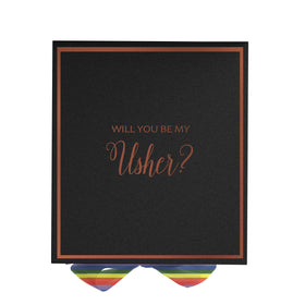 Will You Be My Usher? Proposal Box black -  Border - Rainbow Ribbon