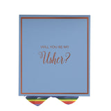 Will You Be My Usher? Proposal Box light blue -  Border - Rainbow Ribbon