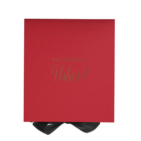 Will You Be My Usher? Proposal Box Red w/ black bow - No Border
