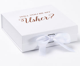 Will You Be My Usher? Proposal Box White - No Border