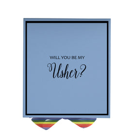Will You Be My Usher? Proposal Box light blue -  Border - Rainbow Ribbon