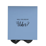 Will You Be My Usher? Proposal Box Light Blue w/ Black Bow- No Border