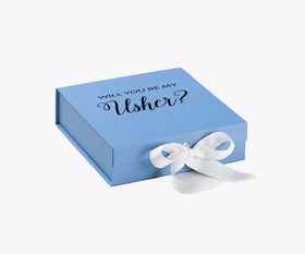 Will You Be My Usher? Proposal Box Light Blue w/ white Bow- No Border