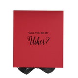 Will You Be My Usher? Proposal Box Red w/ black bow - No Border