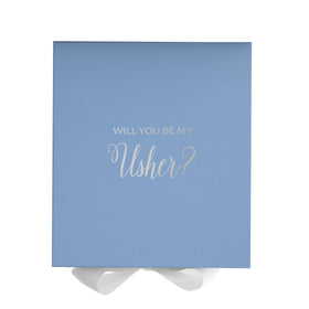 Will You Be My Usher? Proposal Box Light Blue w/ white Bow- No Border