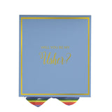 Will You Be My Usher? Proposal Box light blue -  Border - Rainbow Ribbon