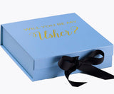 Will You Be My Usher? Proposal Box Light Blue w/ Black Bow- No Border