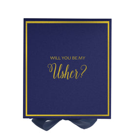 Will You Be My Usher? Proposal Box Navy -  Border