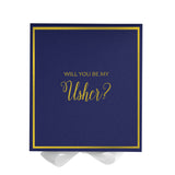 Will You Be My Usher? Proposal Box Navy w/ White Bow -  Border