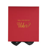 Will You Be My Usher? Proposal Box Red w/ black bow - No Border