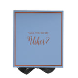 Will You Be My Usher? Proposal Box Light Blue w/ Black Bow-  Border