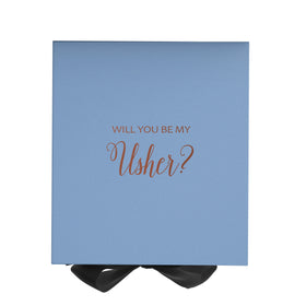 Will You Be My Usher? Proposal Box Light Blue w/ Black Bow- No Border