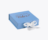 Will You Be My Usher? Proposal Box Light Blue w/ white Bow- No Border