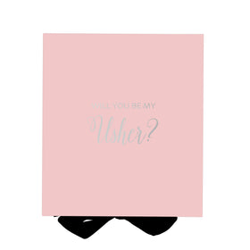 Will You Be My Usher? Proposal Box Pink w/ Black Bow - No Border