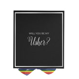 Will You Be My Usher? Proposal Box black -  Border - Rainbow Ribbon