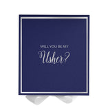 Will You Be My Usher? Proposal Box Navy w/ White Bow -  Border