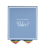 Will You Be My Usher? Proposal Box light blue -  Border - Rainbow Ribbon