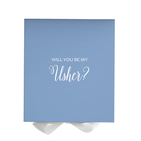 Will You Be My Usher? Proposal Box Light Blue w/ white Bow- No Border