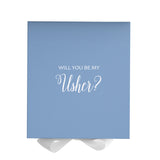 Will You Be My Usher? Proposal Box Light Blue w/ white Bow- No Border