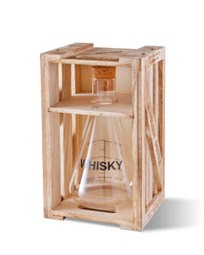 Personalized Whiskey Decanter in Wood Crate with set of 2 Lowball Glasses