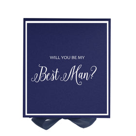 Will You Be My Best man? Proposal Box Navy -  Border