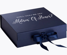 Will You Be My Matron of Honor? Proposal Box Navy - No Border