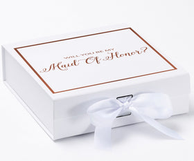 Will You Be My maid of honor? Proposal Box White -  Border